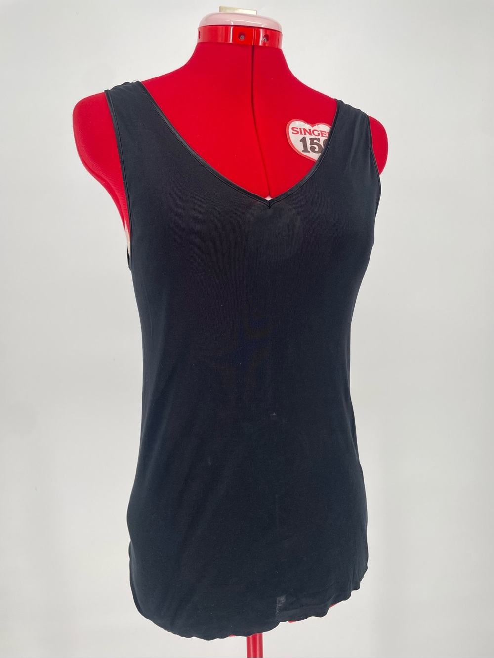 Vintage Black Slightly Sheer V-neck Basic Layering Lingerie Tank Top / Cami